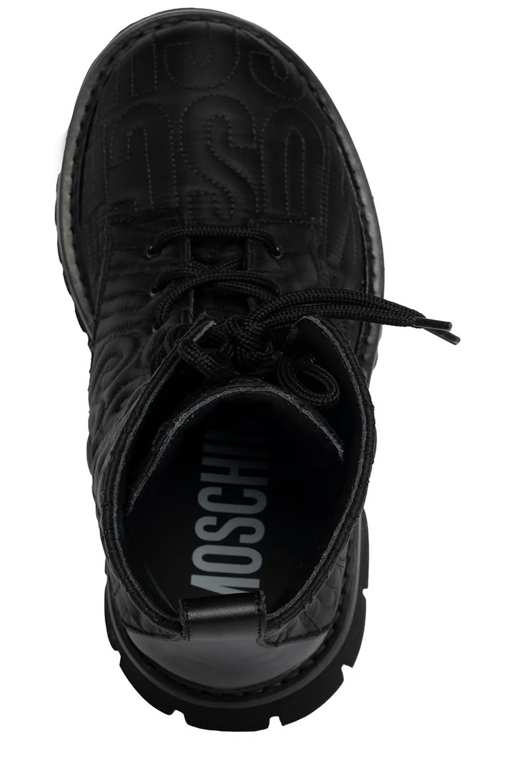 Moschino Logo Jacquard Round-Toe Ankle Boots