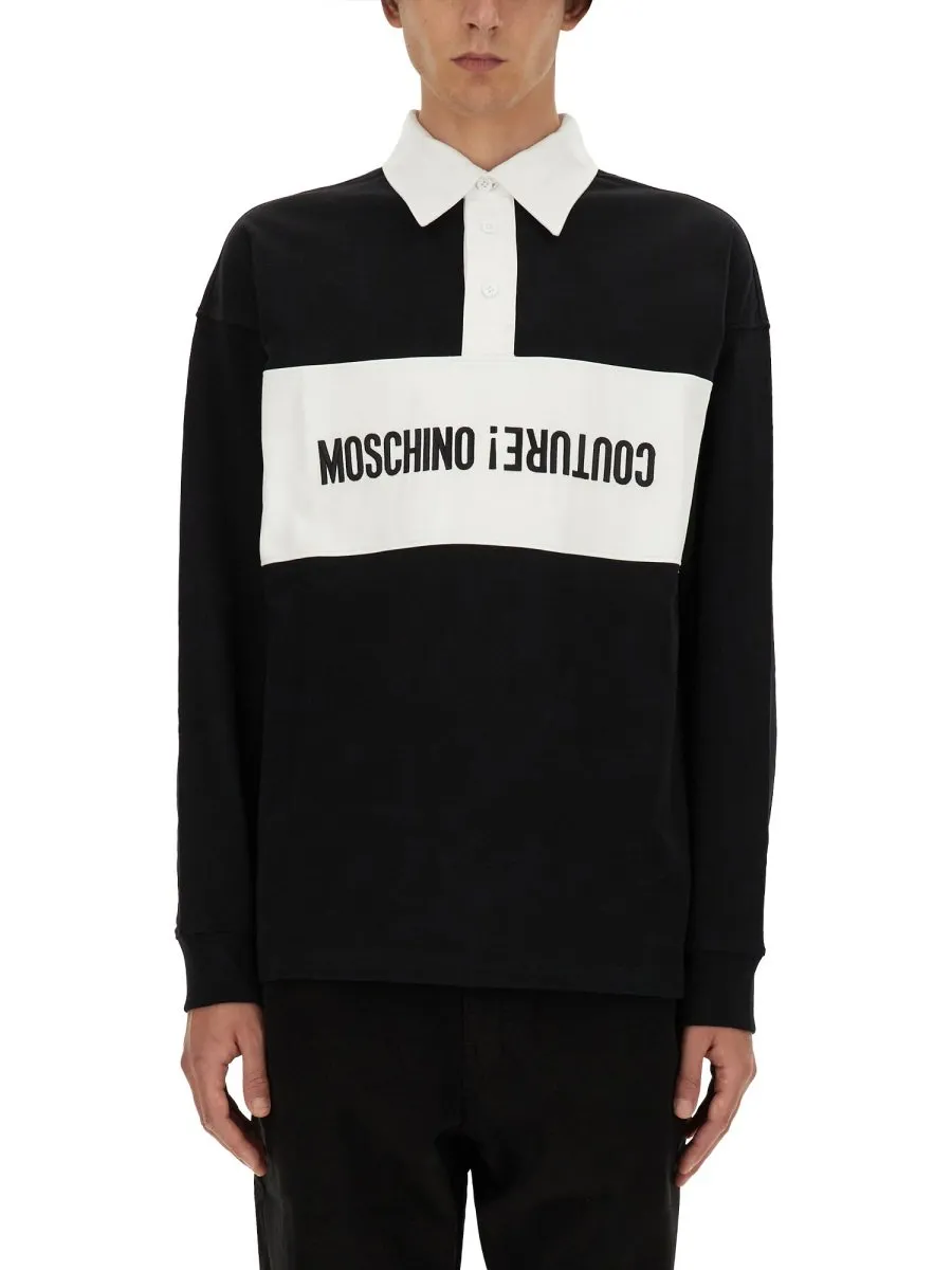 Moschino Button Detailed Long-Sleeved Polo Shirt