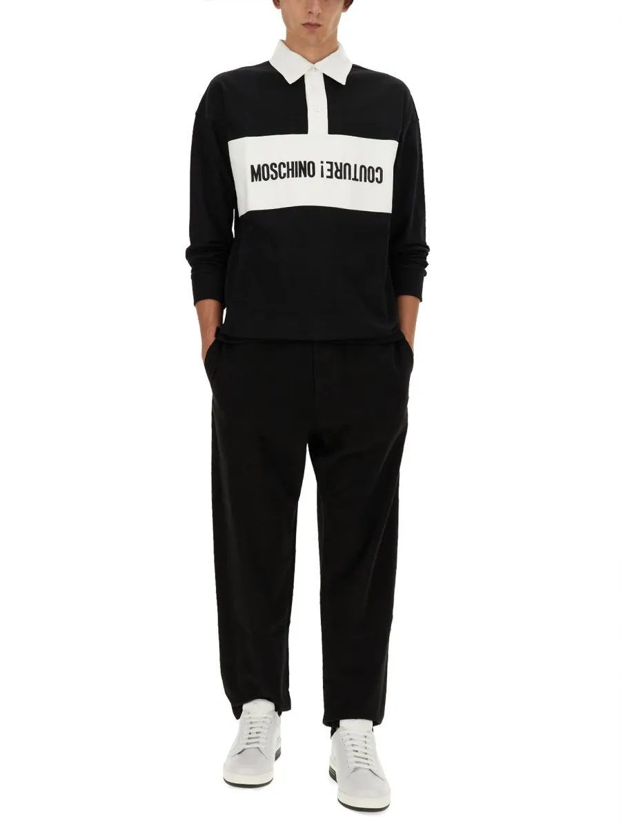 Moschino Button Detailed Long-Sleeved Polo Shirt