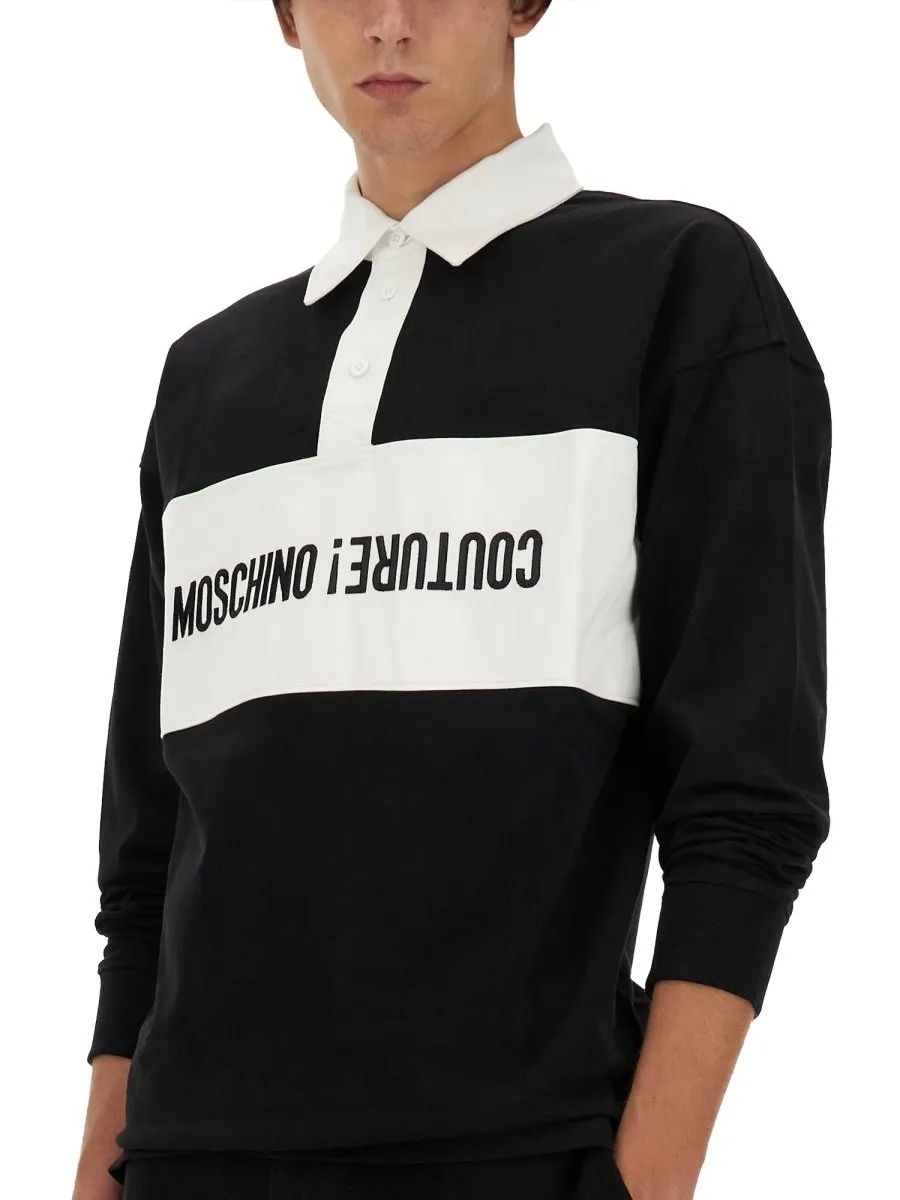Moschino Button Detailed Long-Sleeved Polo Shirt