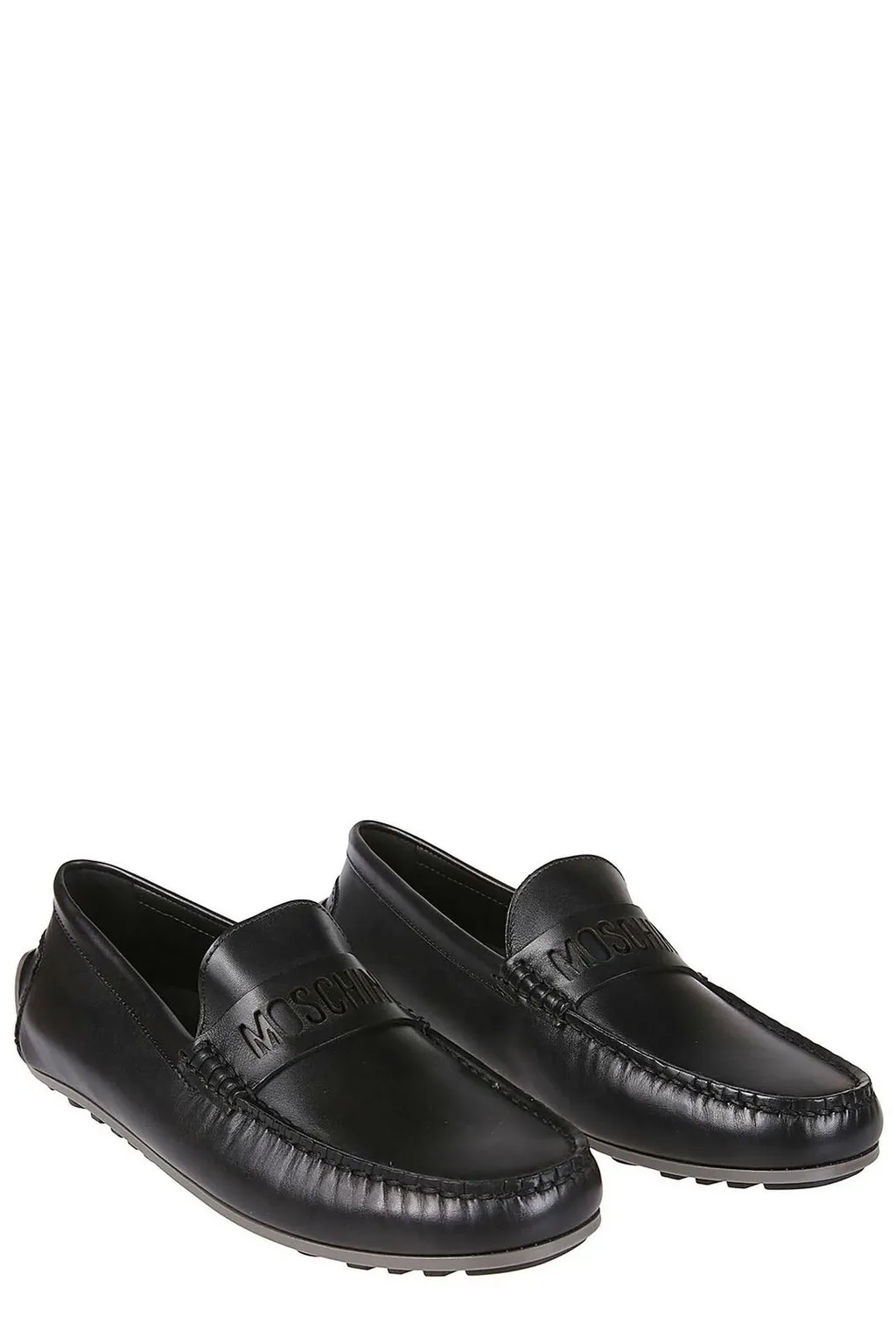 Moschino Logo Cut-Out Ruched Loafers