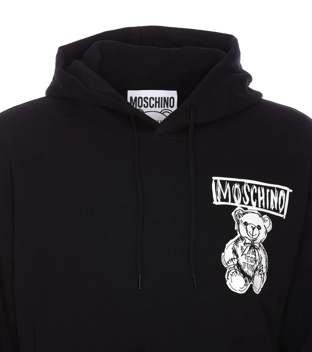 Moschino Drawstring Teddy Bear Printed Hoodie