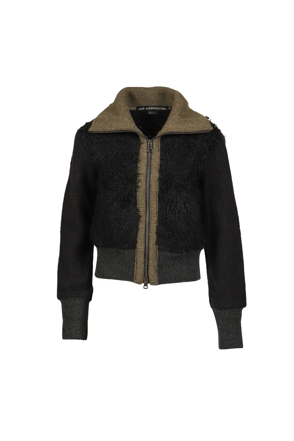 Fur Combo Knit Top / Black