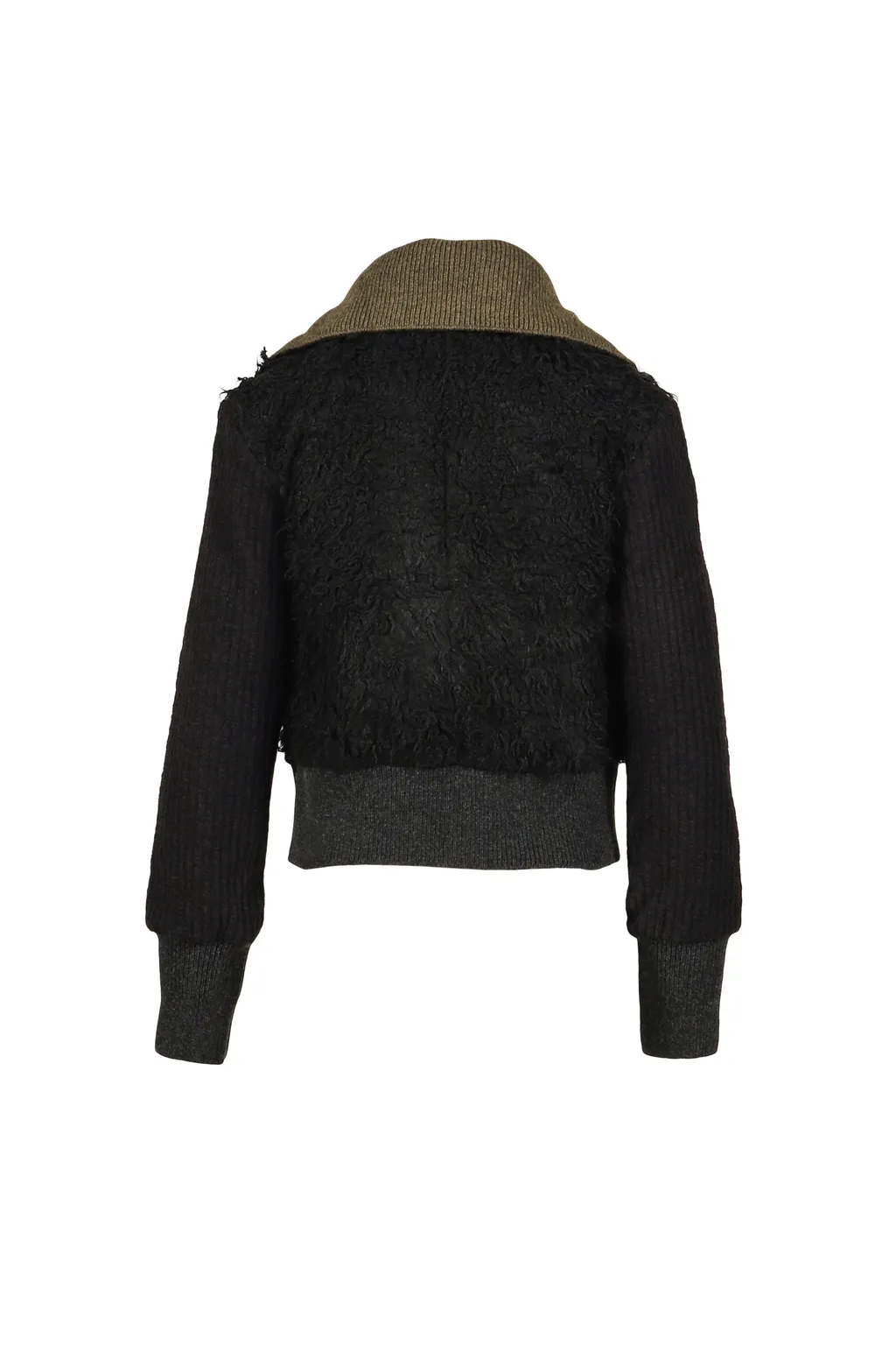 Fur Combo Knit Top / Black