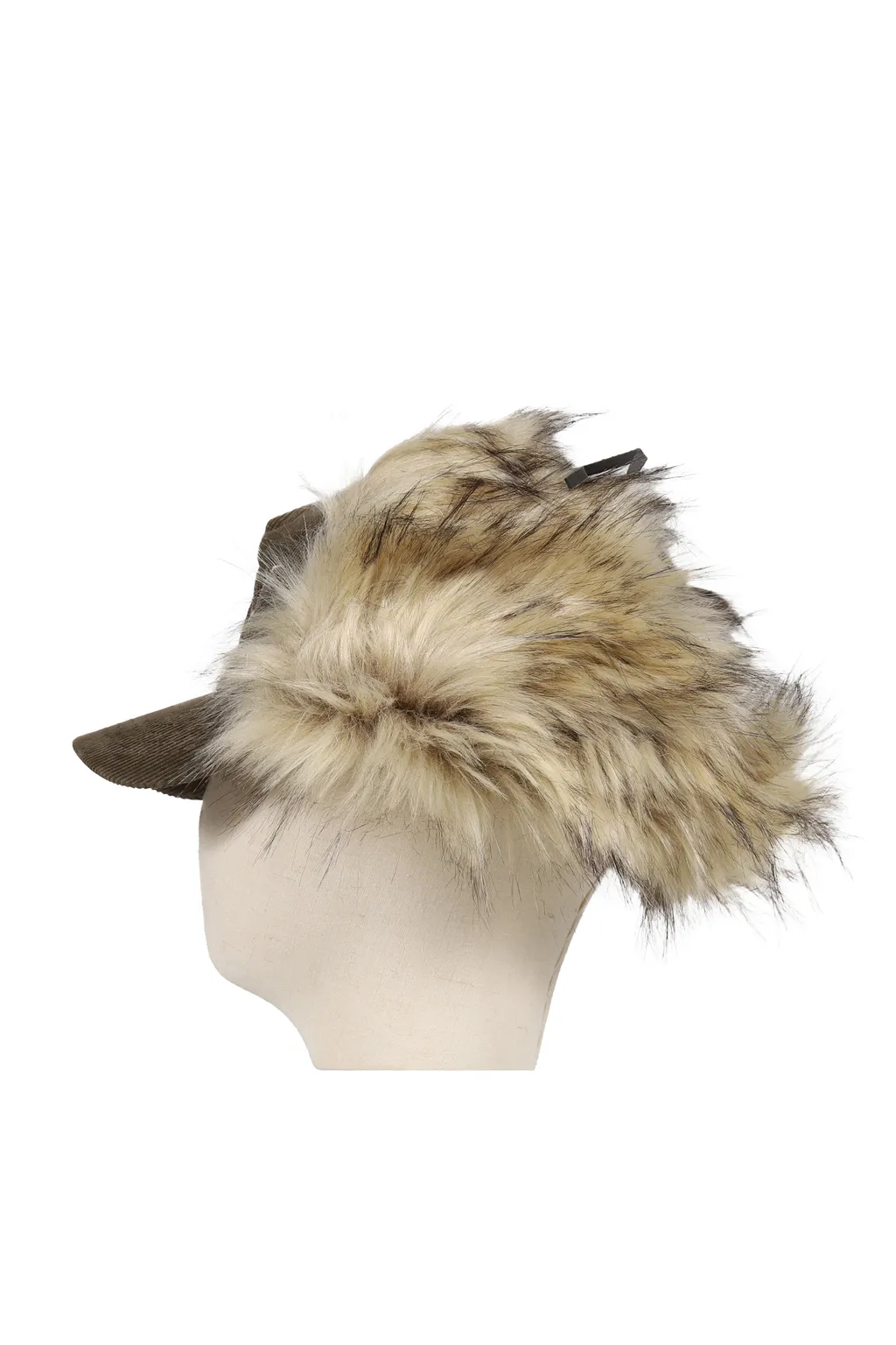 Faux Fur Corduroy Earflap Cap /Kha
