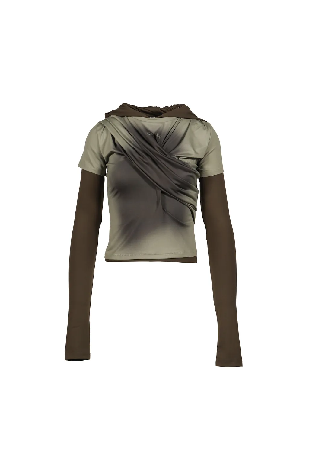 Gathered Hoodie Jersey Top / Kha