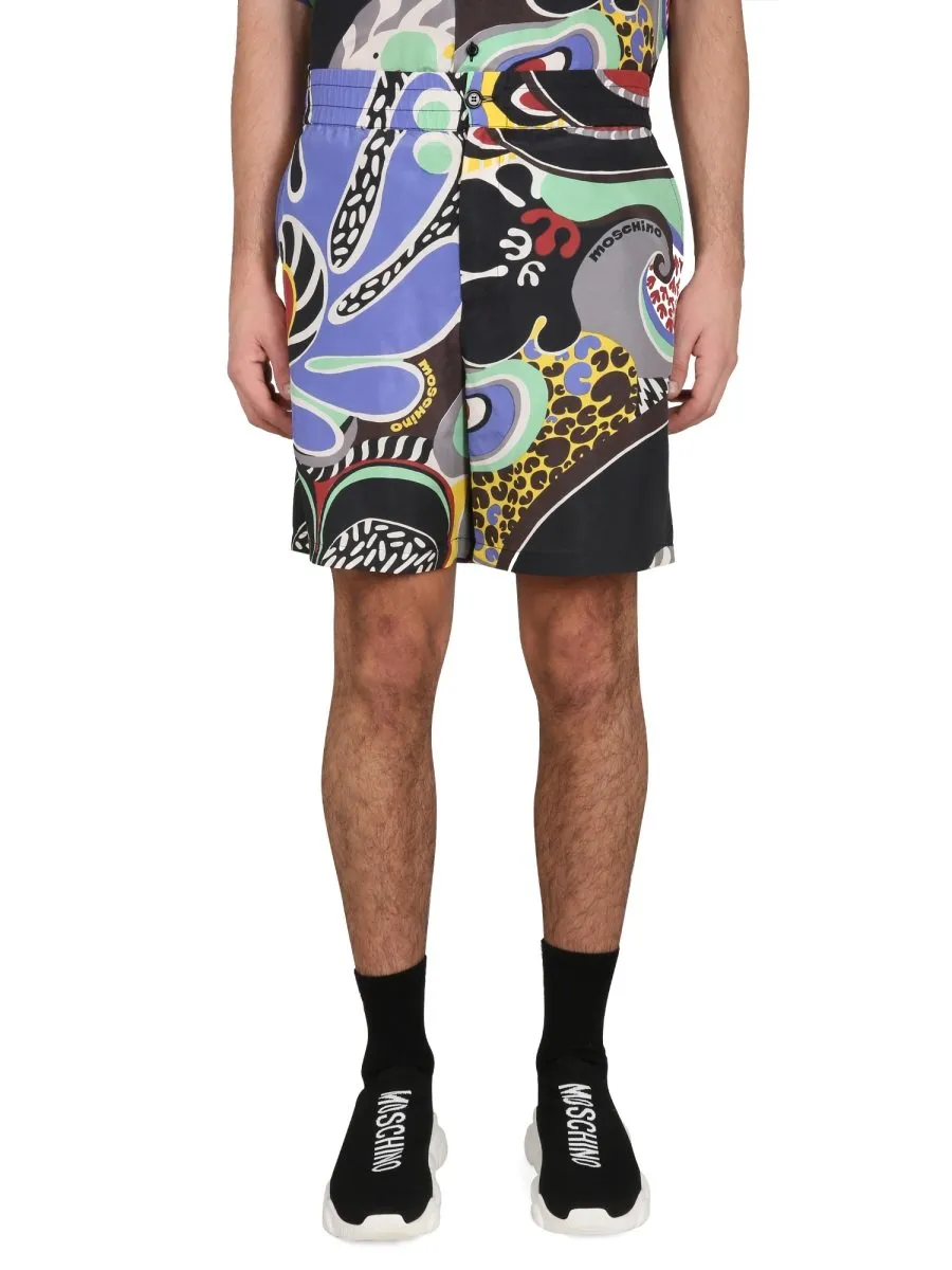 Moschino Graphic Printed High Waist Shorts