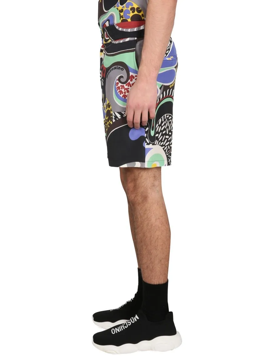 Moschino Graphic Printed High Waist Shorts