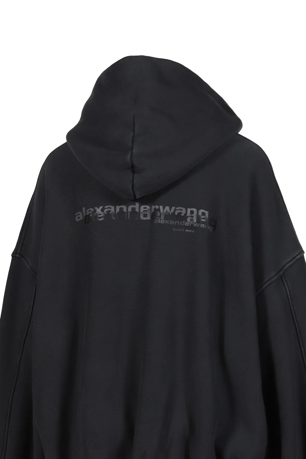 Zip Up Hoodie W/ Graphic Logo / Washed Blk