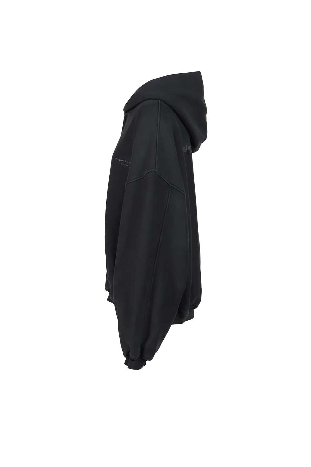 Zip Up Hoodie W/ Graphic Logo / Washed Blk