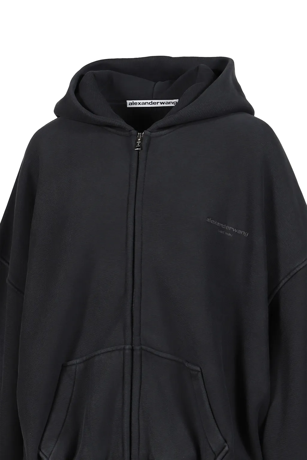 Zip Up Hoodie W/ Graphic Logo / Washed Blk