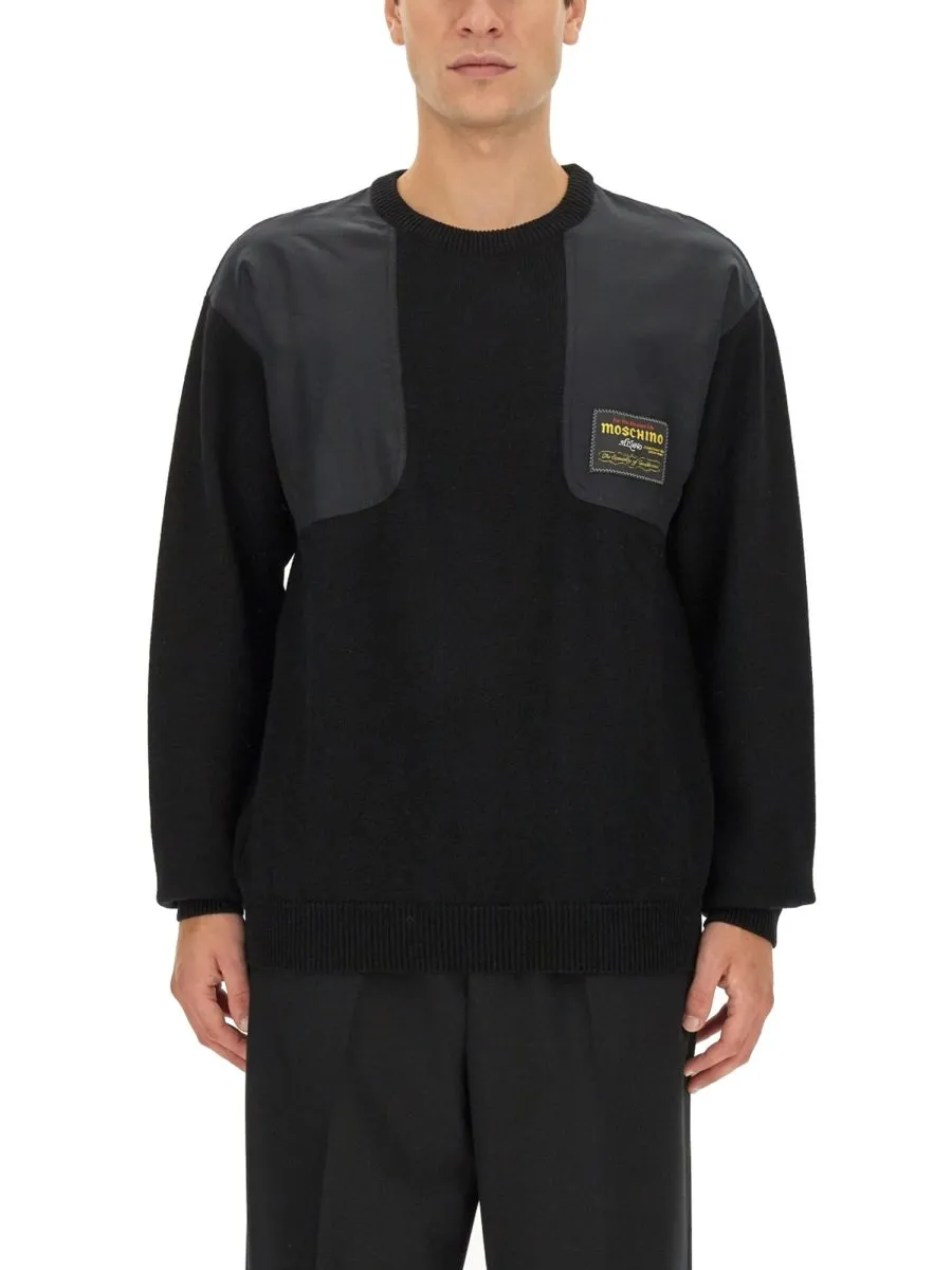 Moschino Logo Patch Crewneck Knitted Jumper
