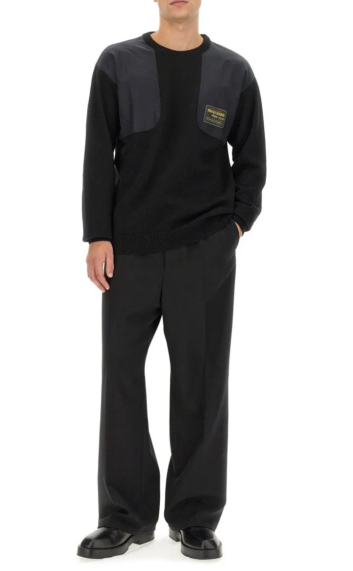 Moschino Logo Patch Crewneck Knitted Jumper