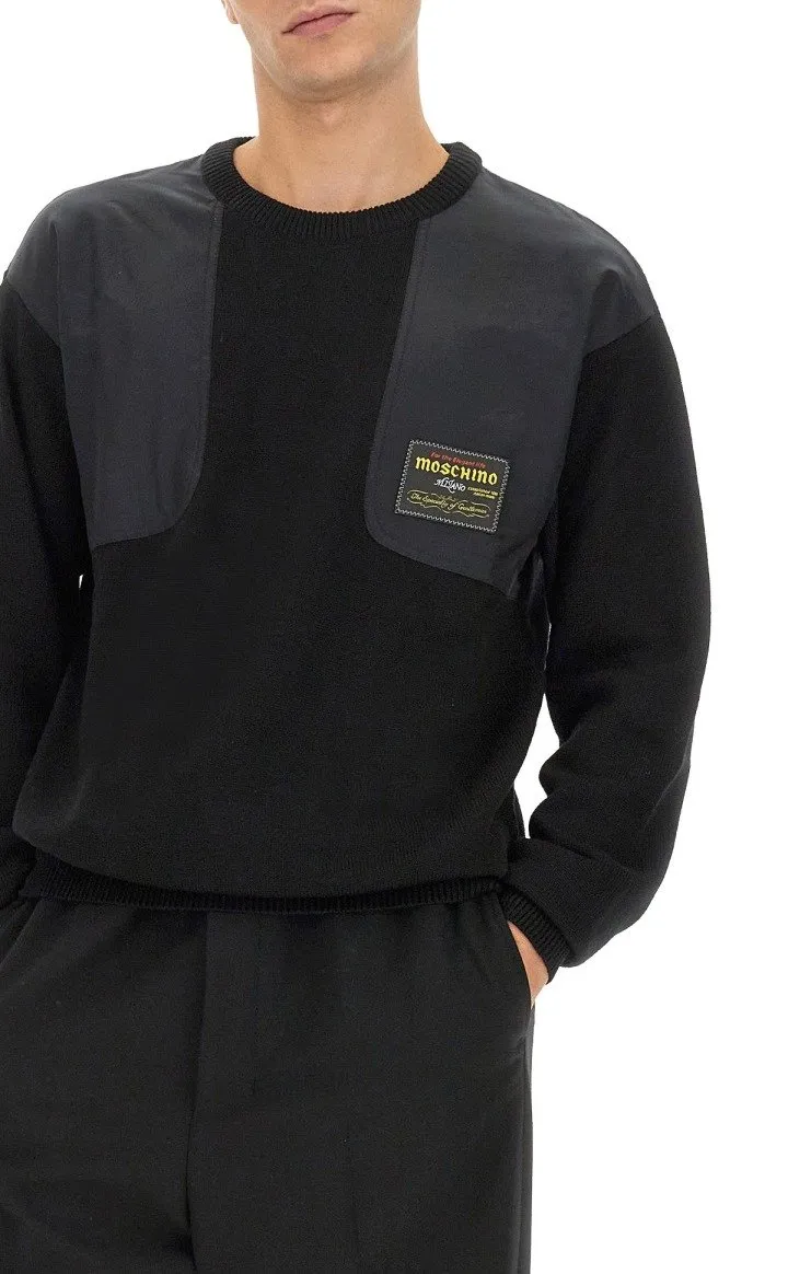 Moschino Logo Patch Crewneck Knitted Jumper