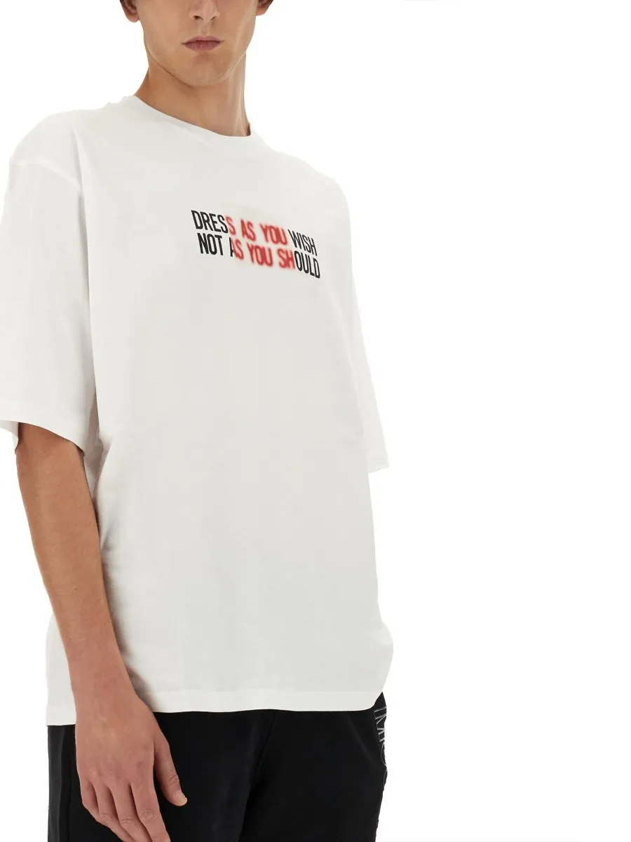 Moschino Slogan Printed Crewneck T-Shirt