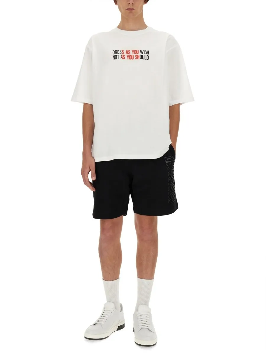 Moschino Slogan Printed Crewneck T-Shirt