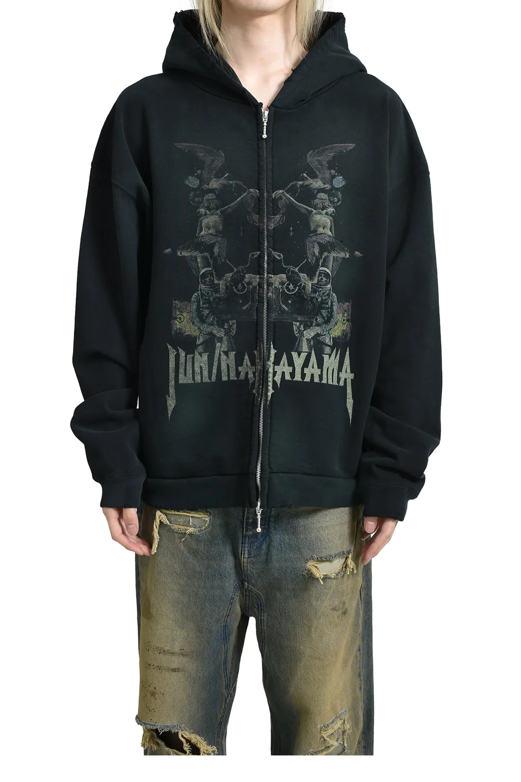 Ethnic Zip Hoodie / Black