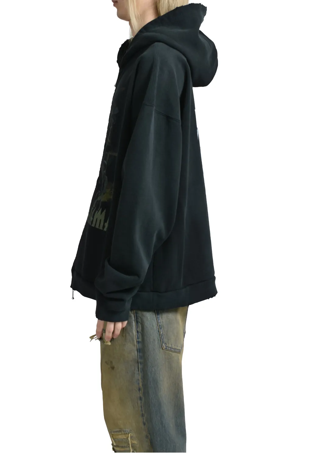 Ethnic Zip Hoodie / Black
