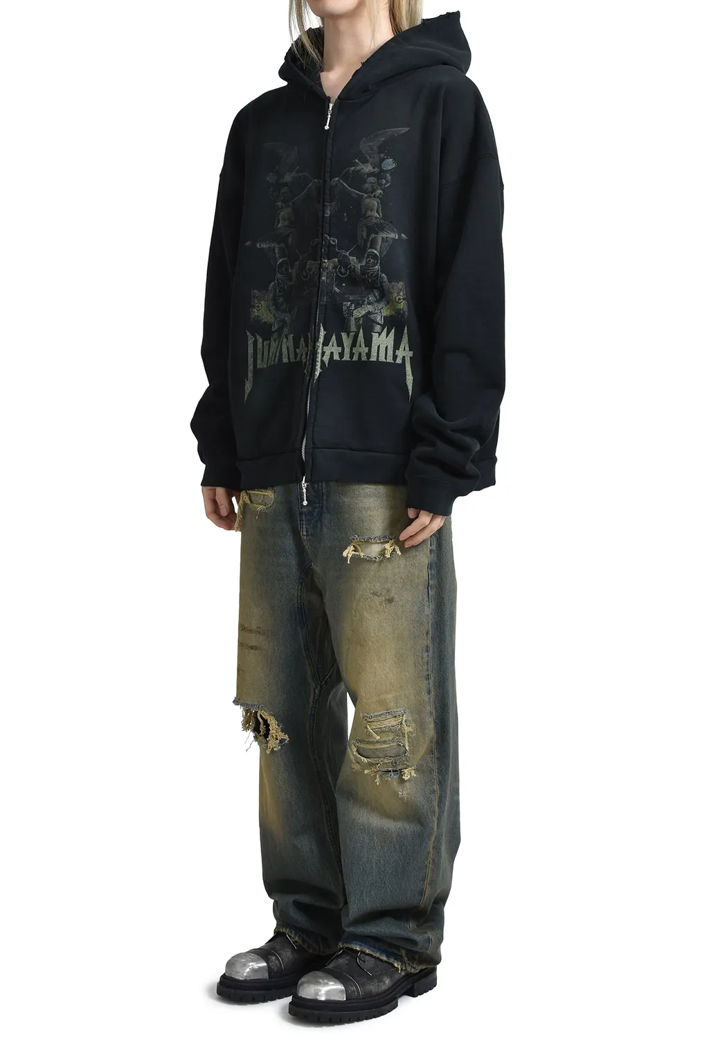 Ethnic Zip Hoodie / Black
