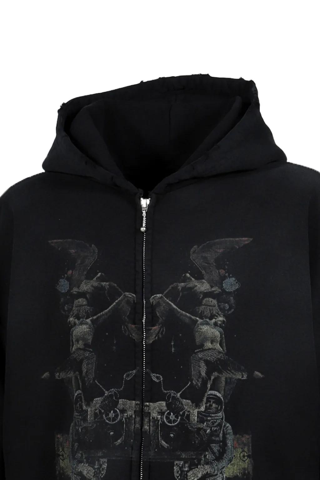 Ethnic Zip Hoodie / Black
