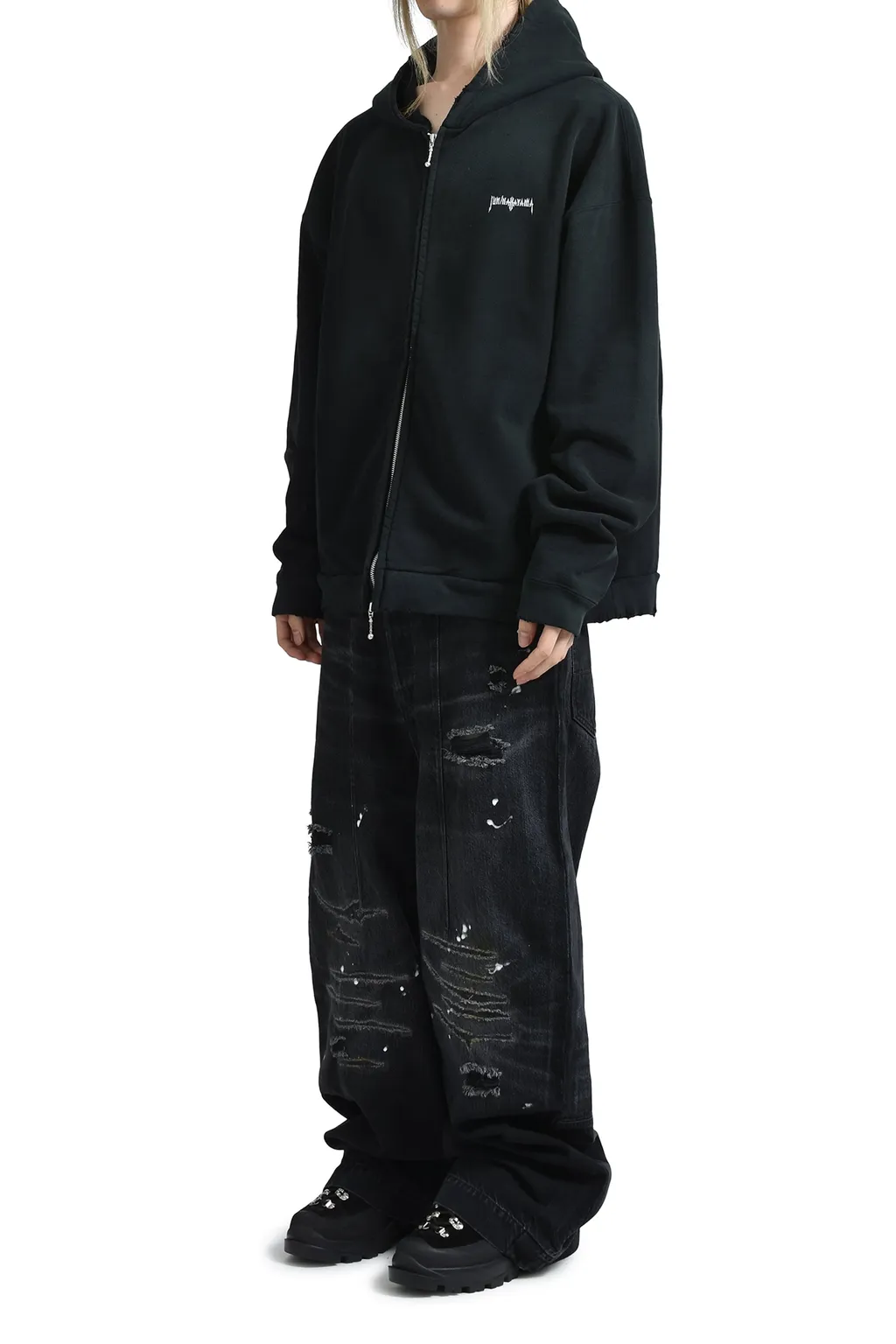 Flame Zip Hoodie / Black