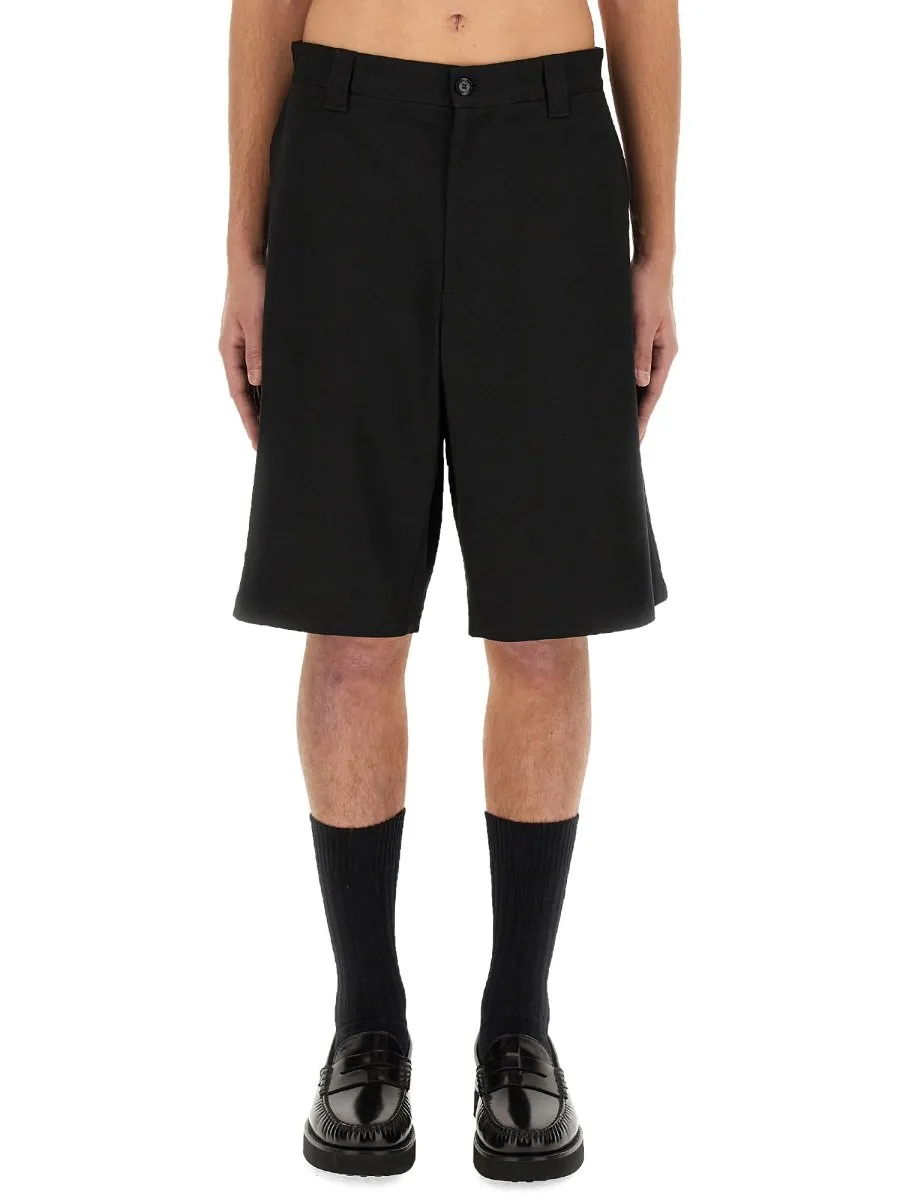 Moschino Logo Patch Belt-Looped Shorts