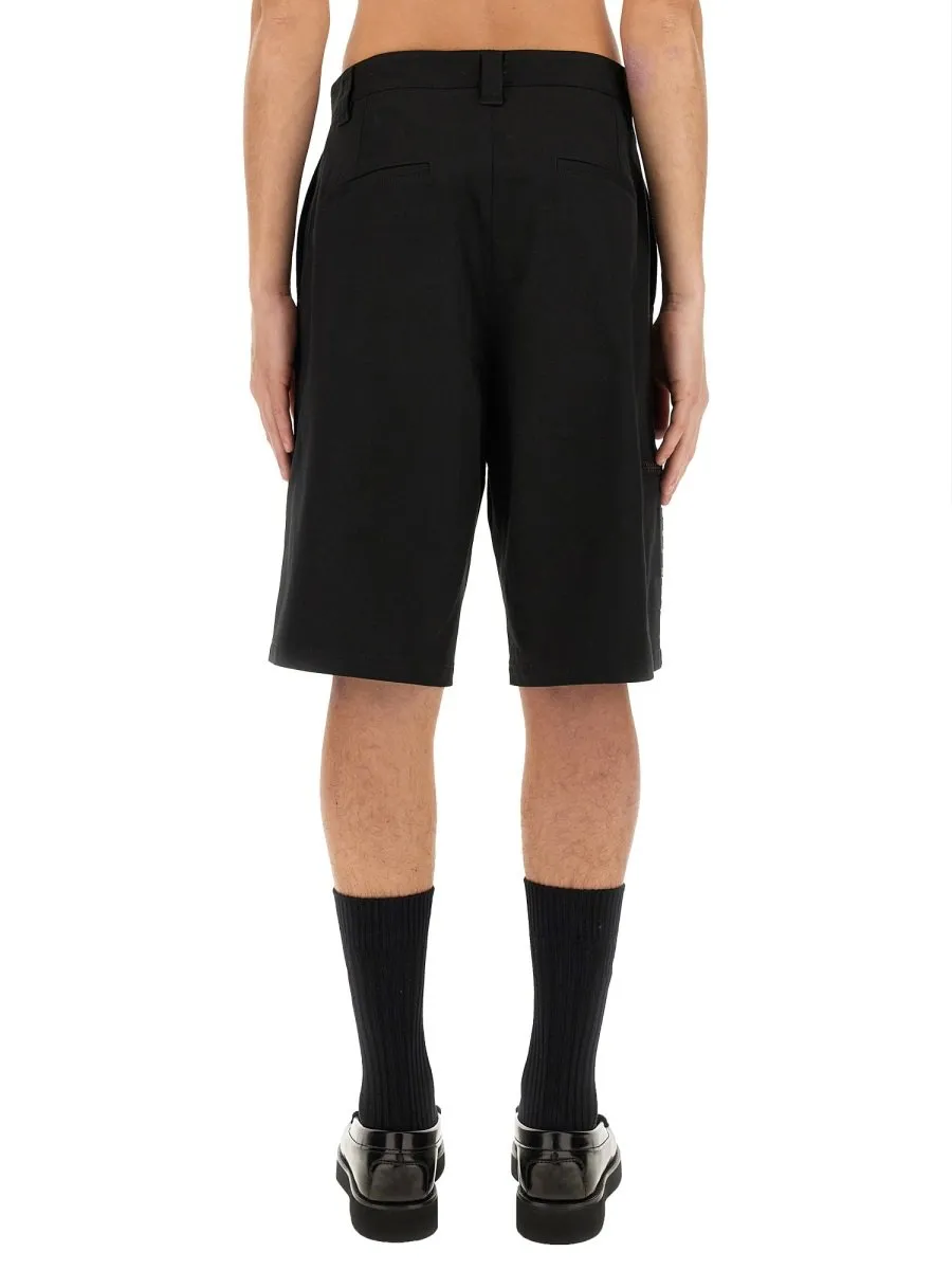Moschino Logo Patch Belt-Looped Shorts