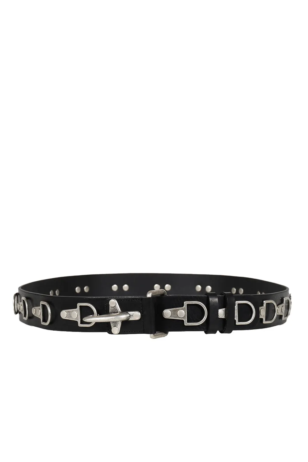 Full Metal Leather Belt / Black