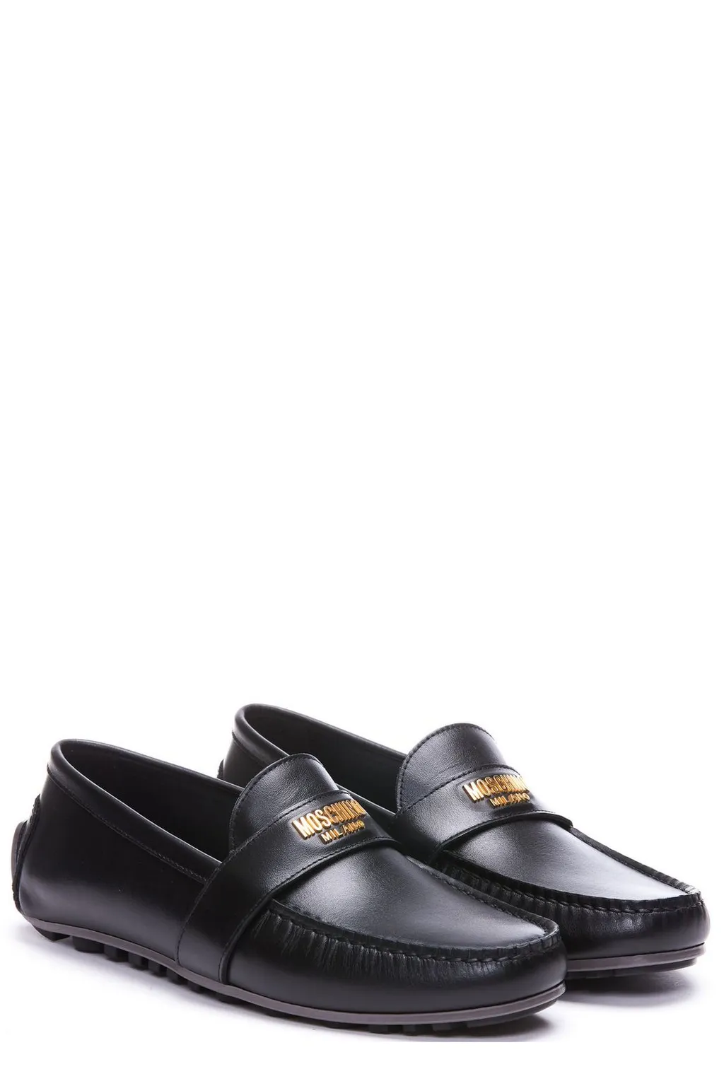 Moschino Logo Plaque Round Toe Loafers