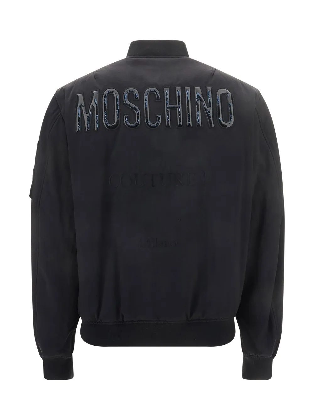 Moschino Logo Printed Zipped Bomber Jacket