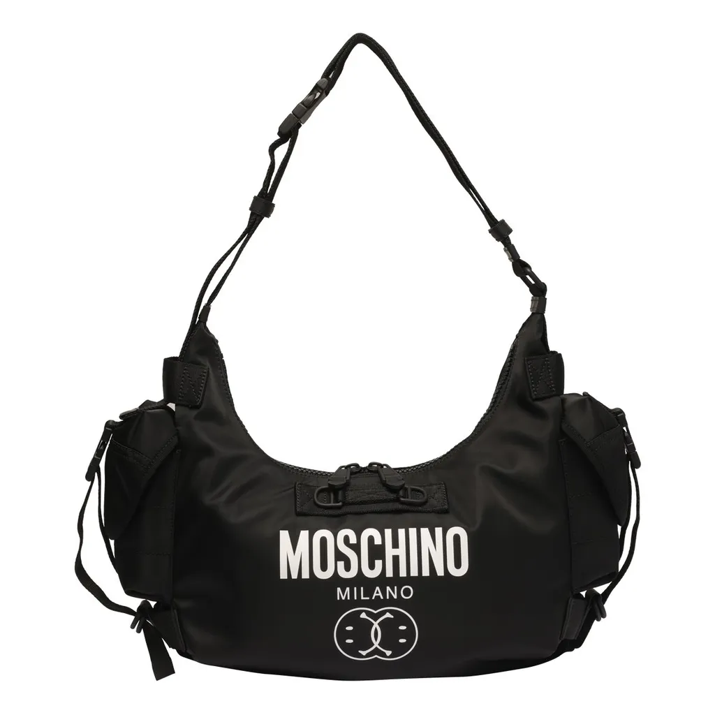 Moschino Logo-Printed Hobo Crossbody Bag