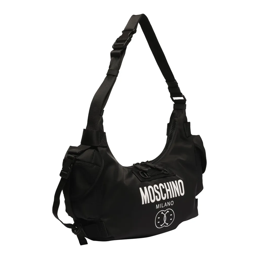 Moschino Logo-Printed Hobo Crossbody Bag