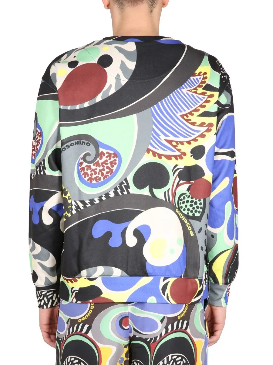 Moschino Logo Sleeved Graphic Printed Sweatshirt