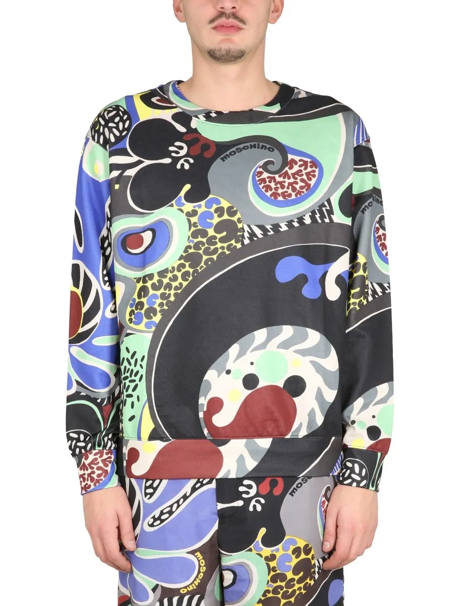 Moschino Logo Sleeved Graphic Printed Sweatshirt