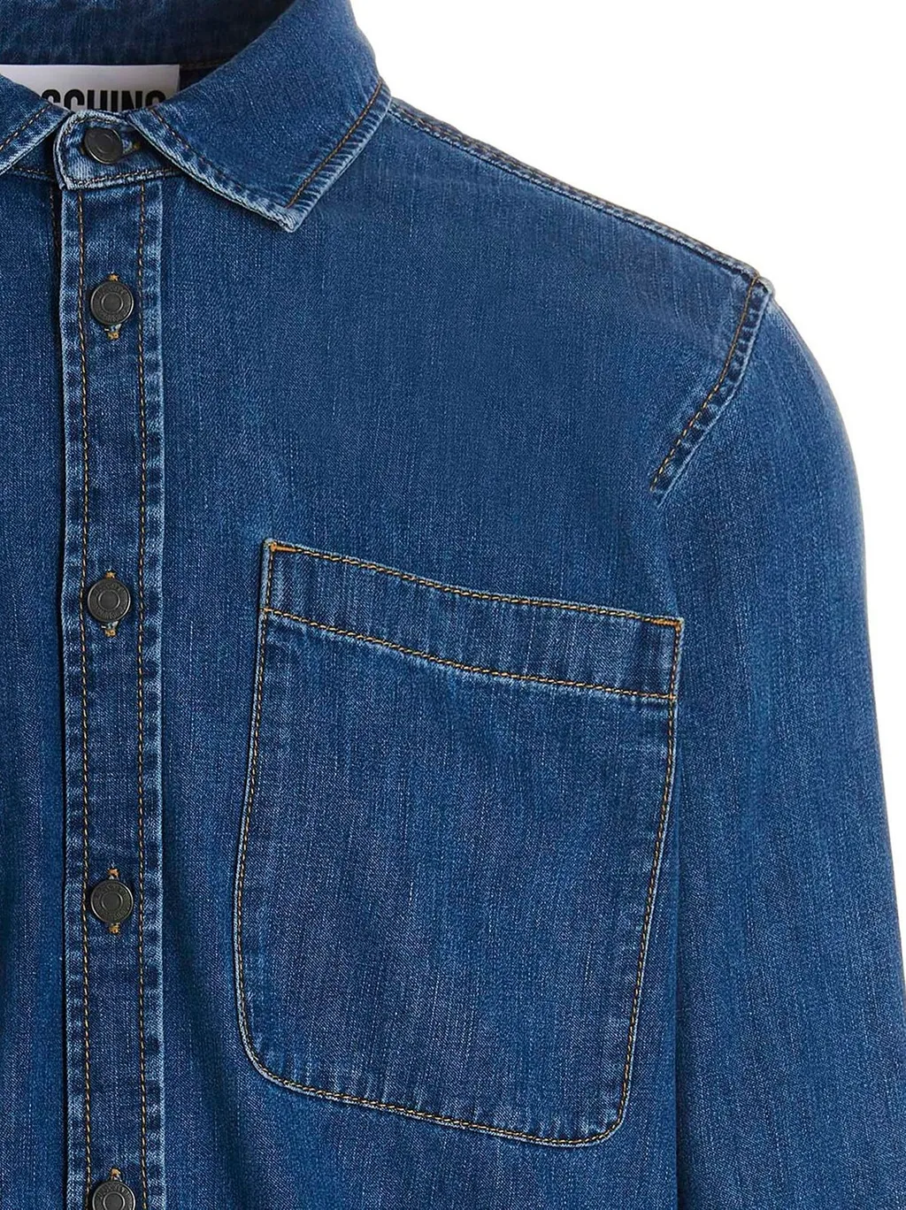 Moschino Teddy Bear-Printed Buttoned Denim Shirt