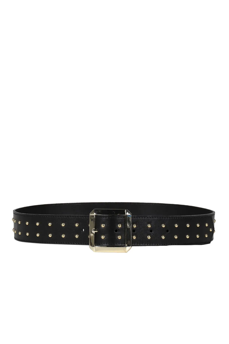 Studded Large Gold Buckle Belt / Blk