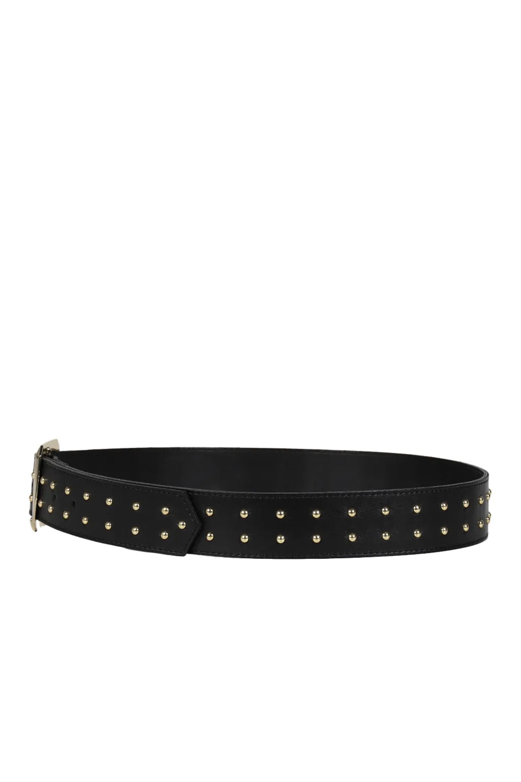 Studded Large Gold Buckle Belt / Blk