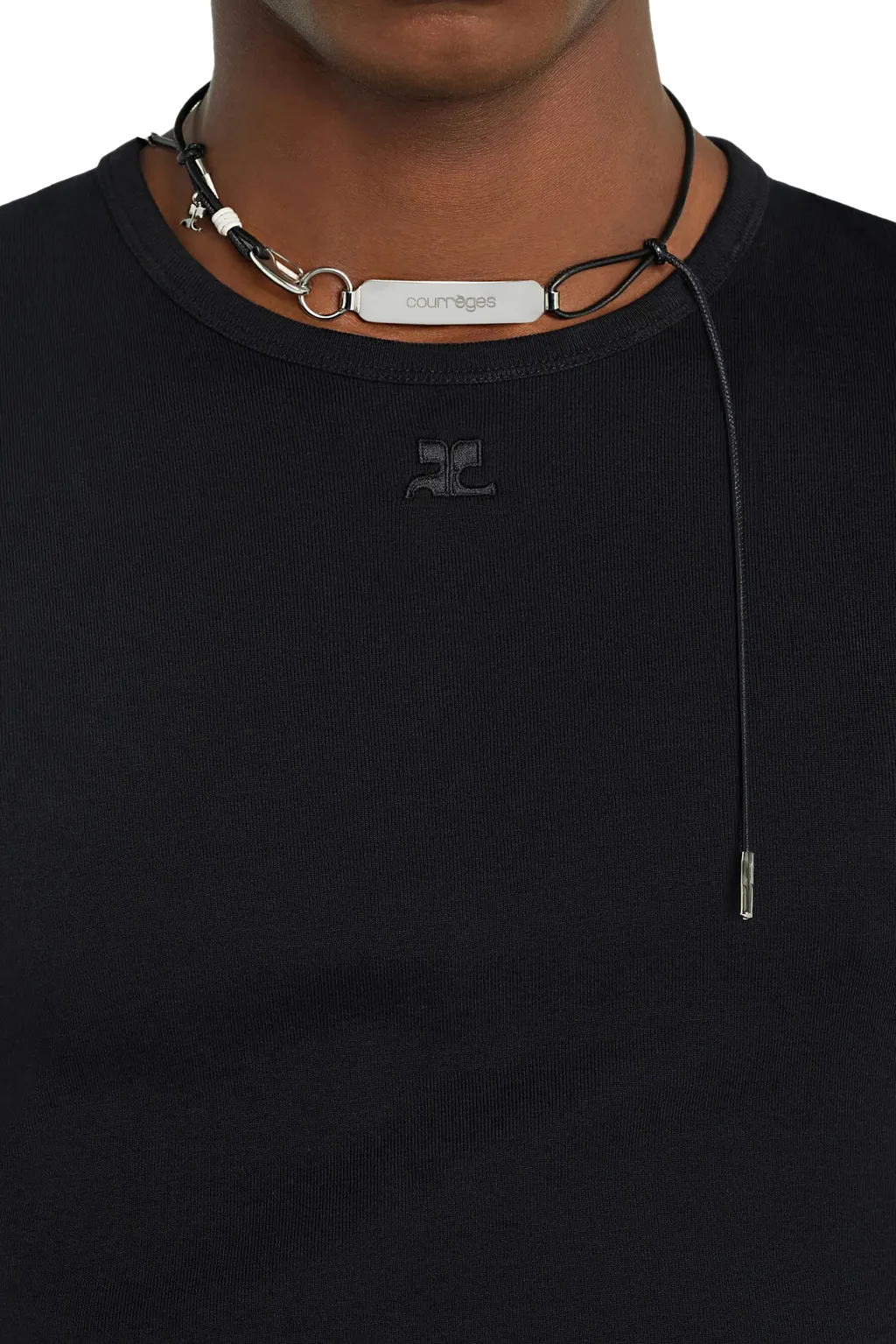 Hook Rope &Amp; Metal Necklace / Blk Sil