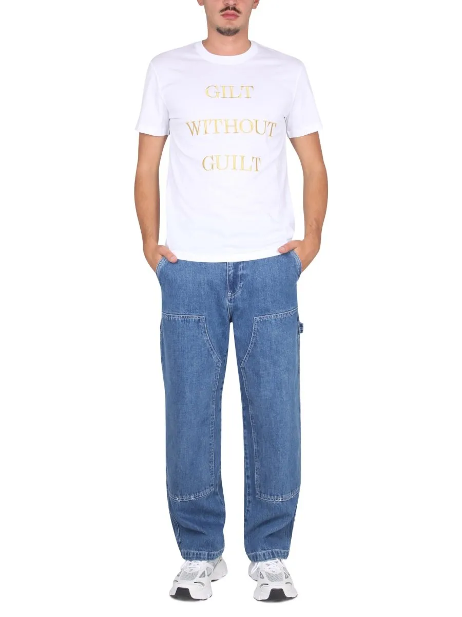 Moschino Slogan Printed Crewneck T-Shirt