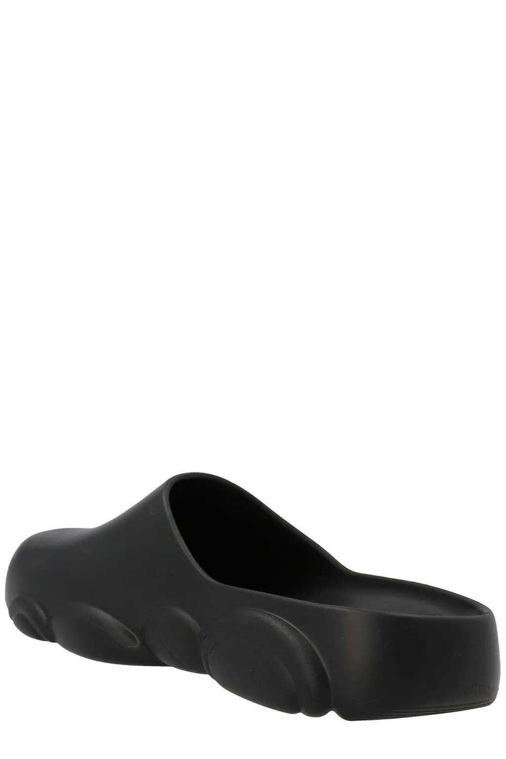 Moschino Logo Embossed Round-Toe Slides