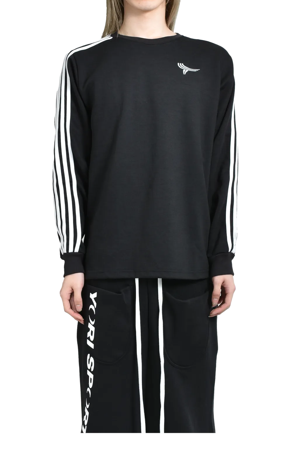 Yori Sport 5Stripe Long Sleeve T-Shirt / Blk