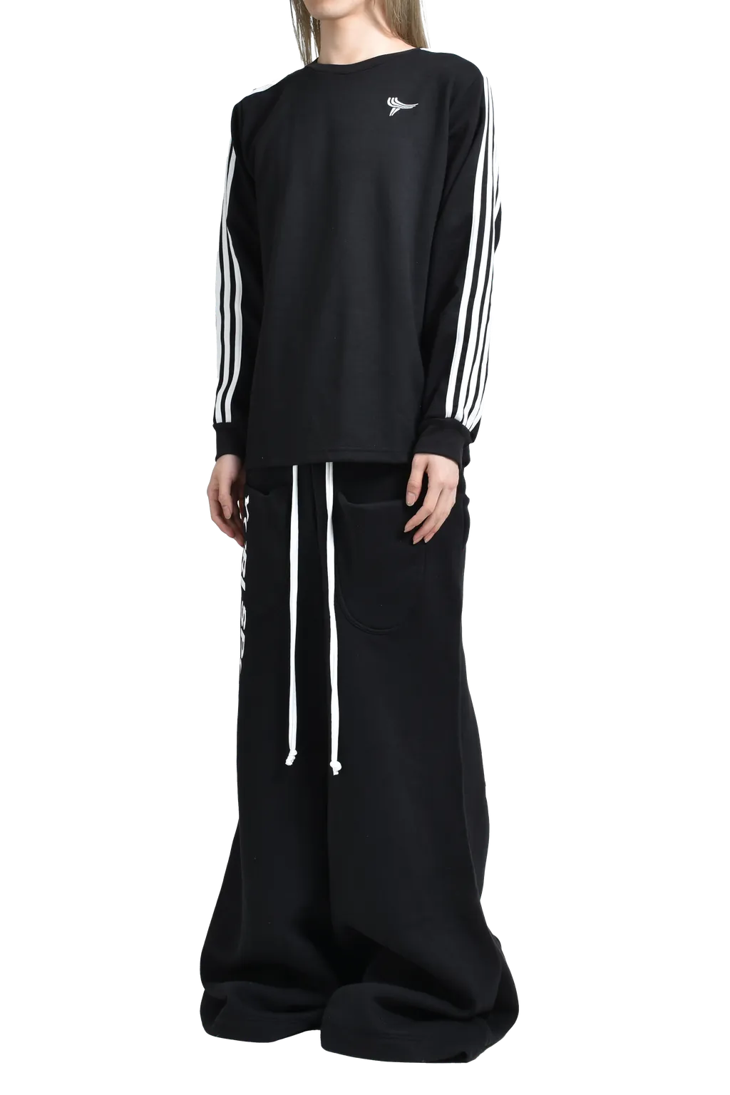 Yori Sport 5Stripe Long Sleeve T-Shirt / Blk