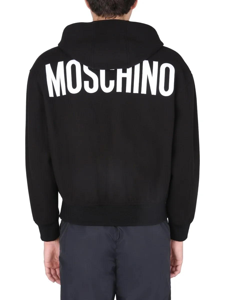 Moschino Logo Printed Zipped Hoodie