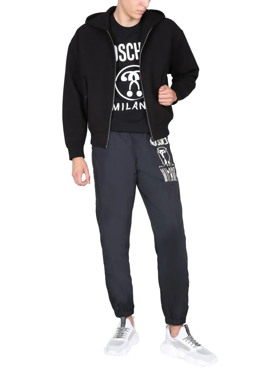 Moschino Logo Printed Zipped Hoodie