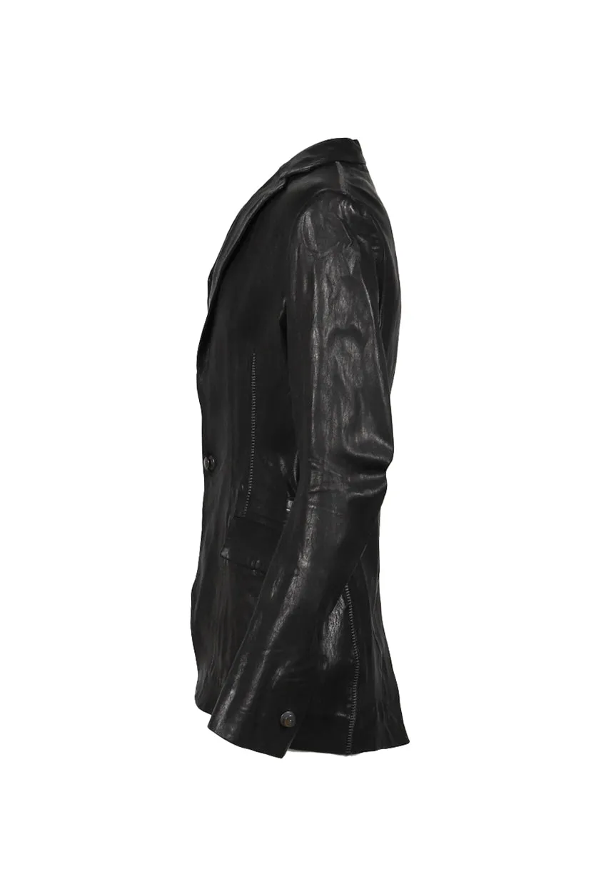 Pionnier Stretch Leather Classic Blazer / Noir