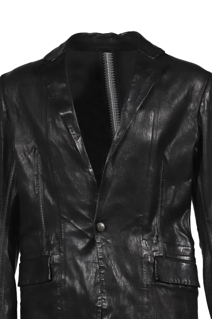 Pionnier Stretch Leather Classic Blazer / Noir