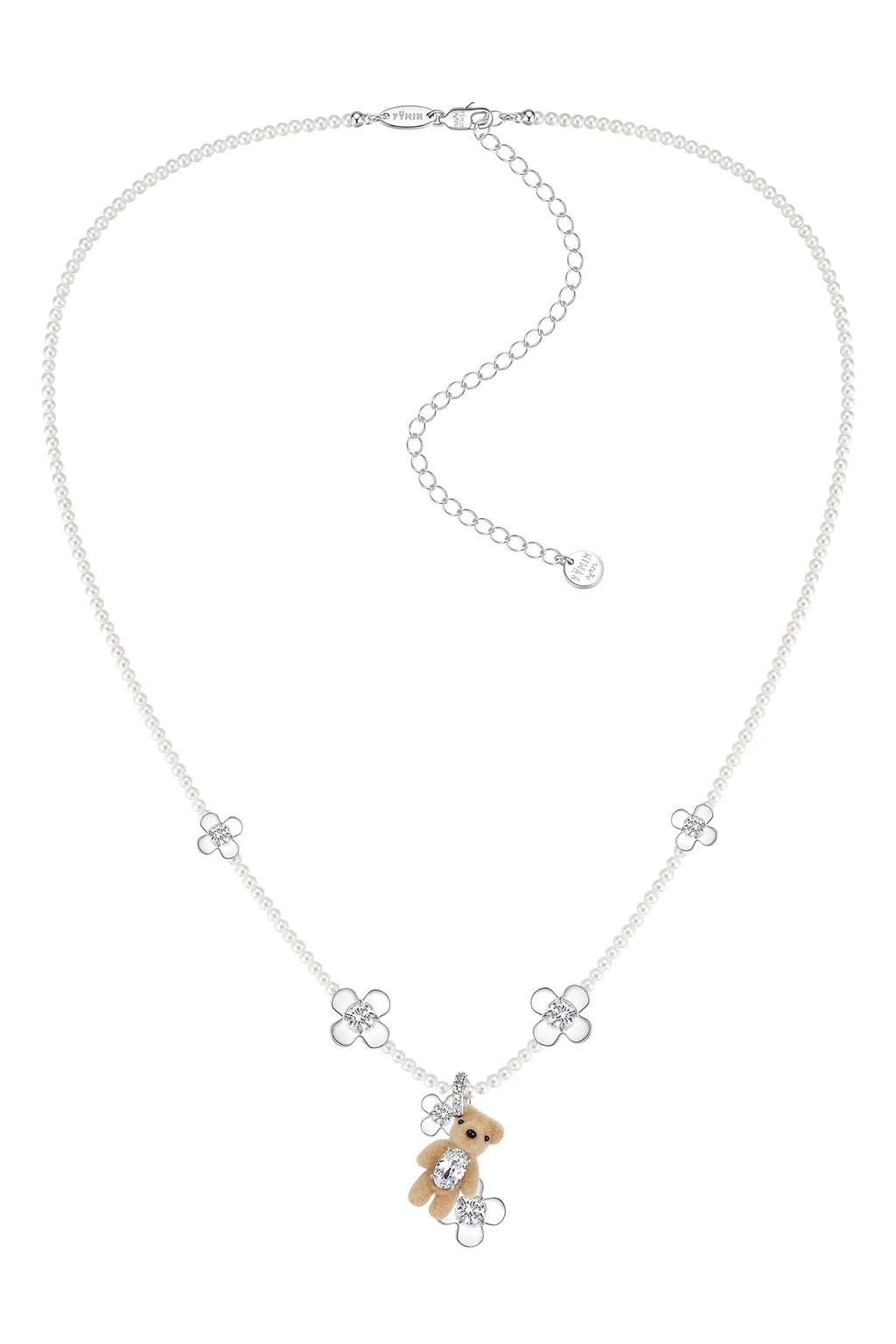 Mini Bear Flower Necklace / Brw