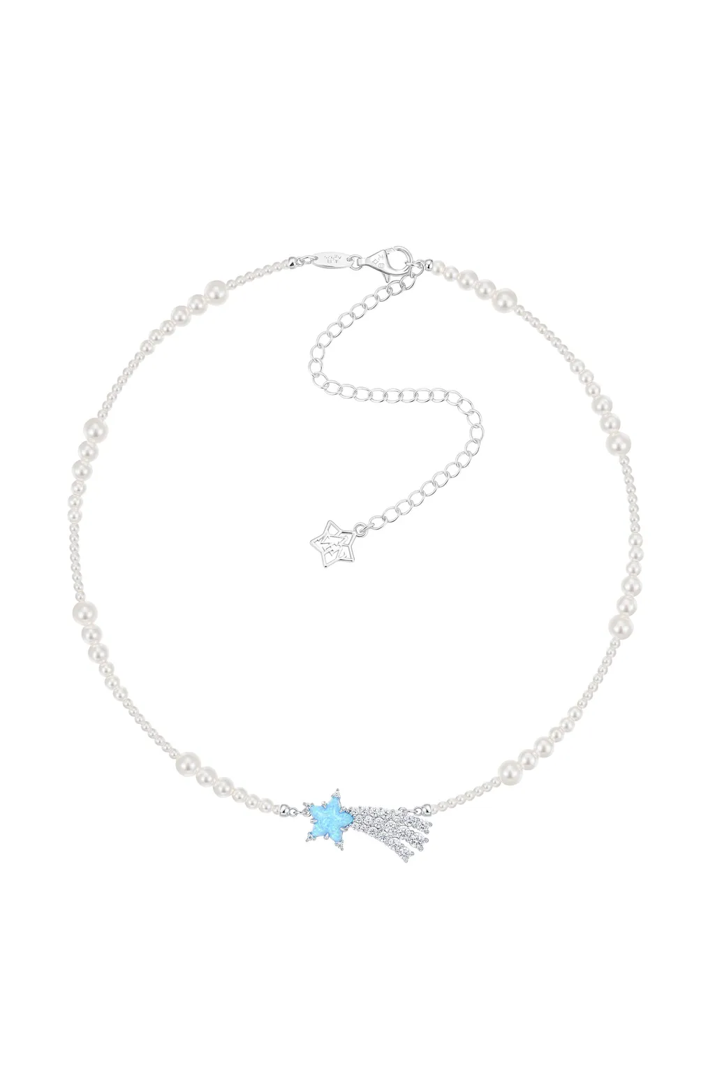 Crystal Meteor Pearl Necklace / Blu