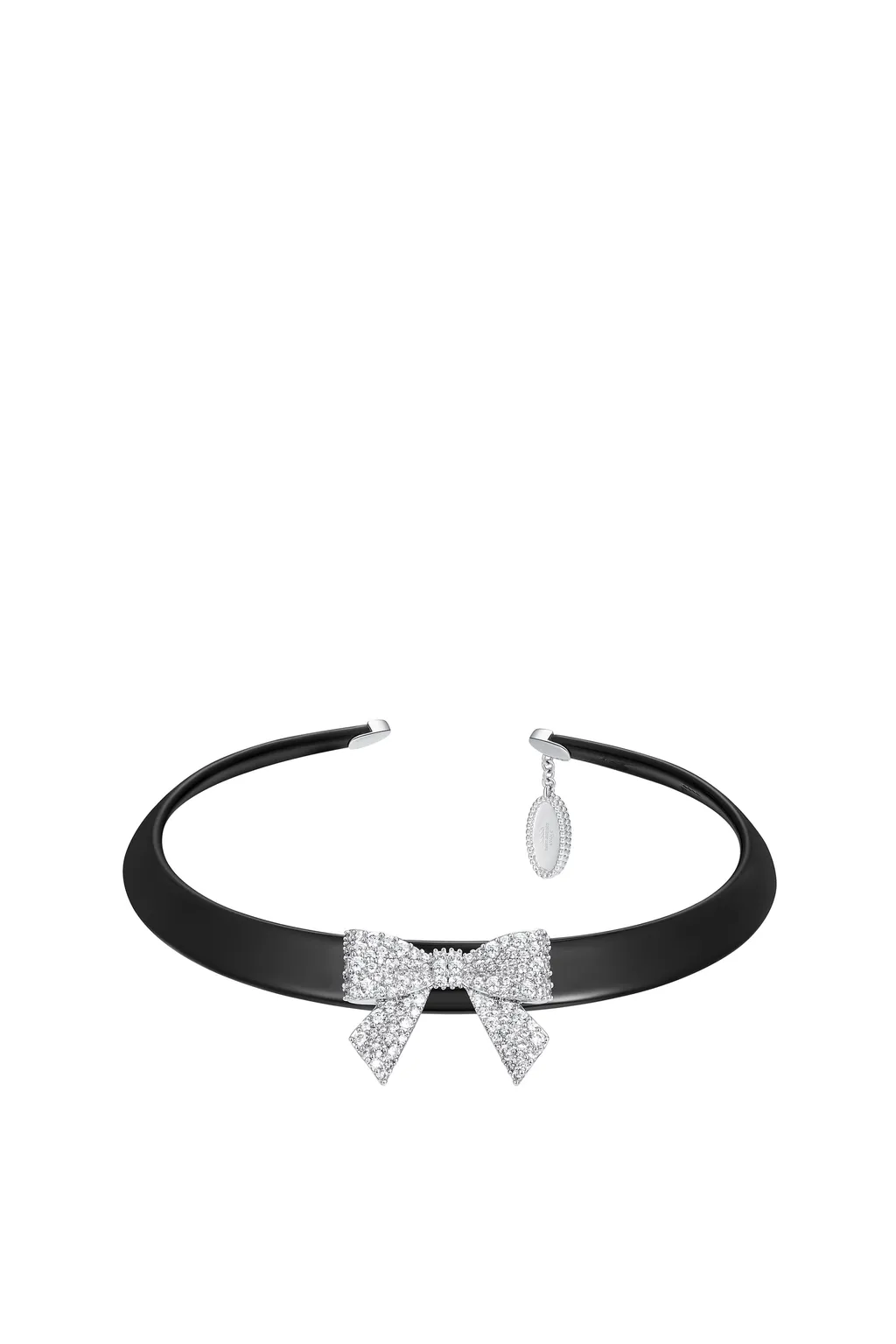 Pave Bowknot Acetate Chocker / Slv