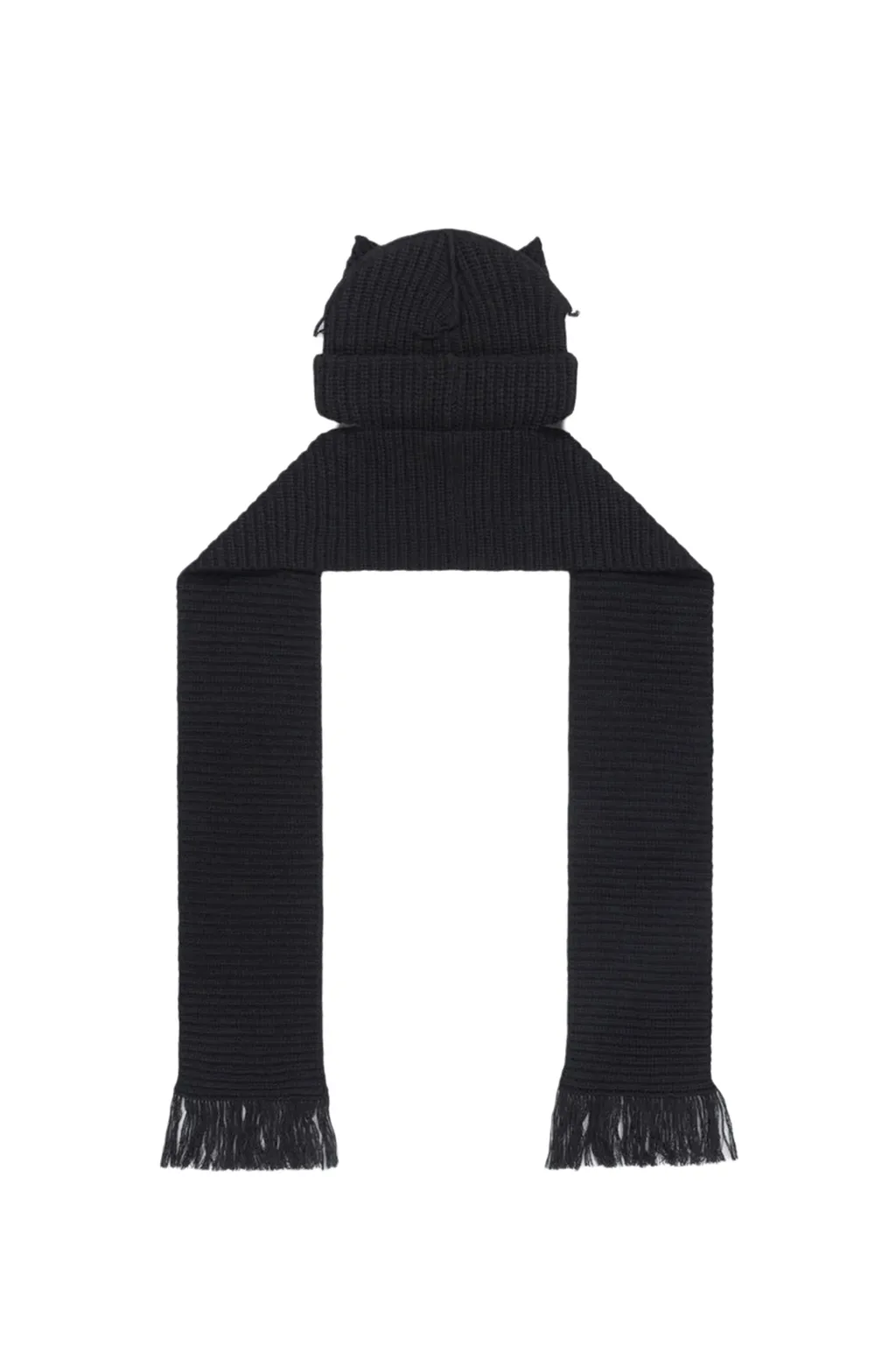 Chunky Ears Beanie Scarf/Black